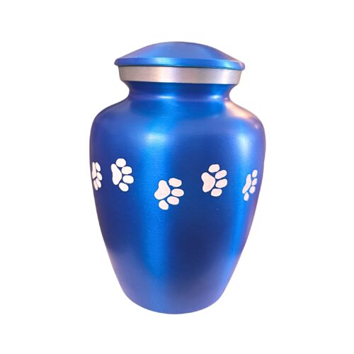 Blue Urn with White Paws