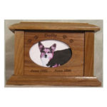 Pet Urns by HTW - Urns for pets, dogs, cats, loss, death, jewelry, ashes, retail, wholesale, minnesota, united states, vet clinic, veterinarian, family pets - SP Series Photo Engraved Image Wood Pet Urns