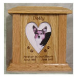 Pet Urns by HTW - Urns for pets, dogs, cats, loss, death, jewelry, ashes, retail, wholesale, minnesota, united states, vet clinic, veterinarian, family pets - SP Series Tower Photo Engraved Image Wood Pet Urns