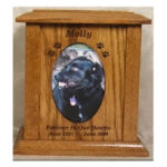 Pet Urns by HTW - Urns for pets, dogs, cats, loss, death, jewelry, ashes, retail, wholesale, minnesota, united states, vet clinic, veterinarian, family pets - SP Series Tower Photo Engraved Image Wood Pet Urns