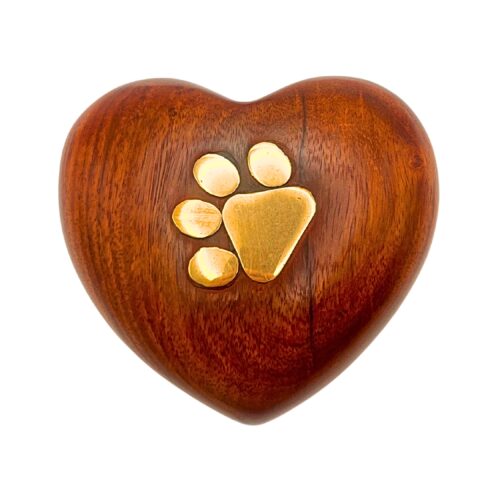 Sheesham Wood Keepsake Heart with Brass Paws