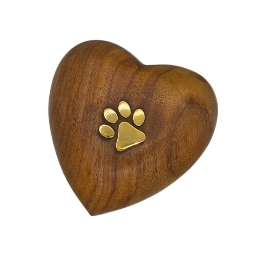 Sheesham Wood Keepsake Heart with Brass Paws